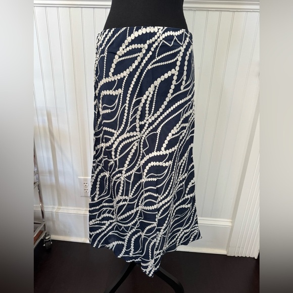 NWT DIXIE Italian Midi Bais Navy White Skirt ~ Large ~ GORGEOUS - Picture 6 of 10